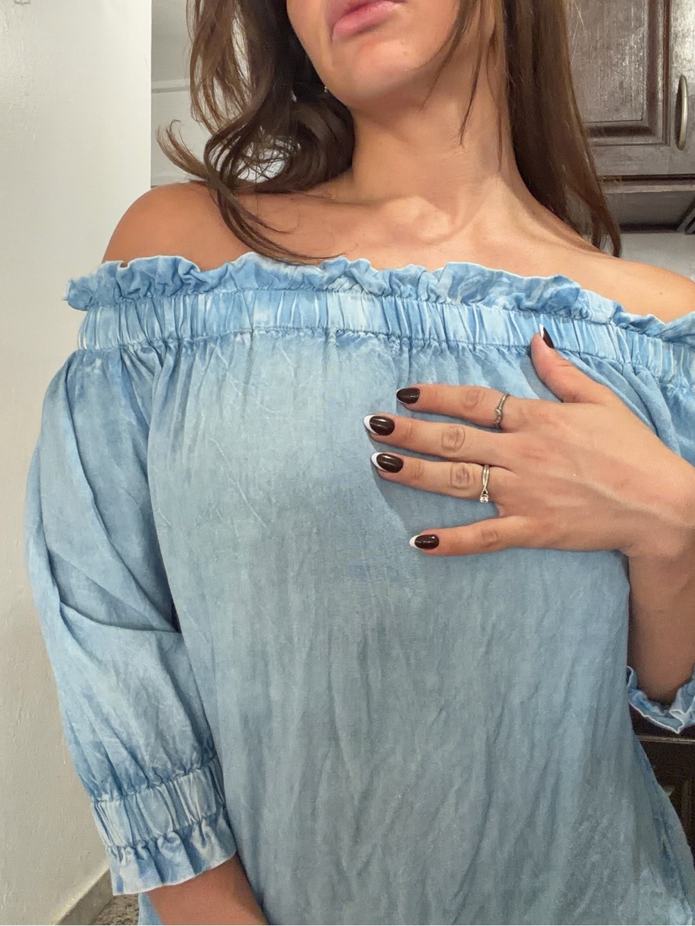 Light Blue Off-Shoulder Women’s Top